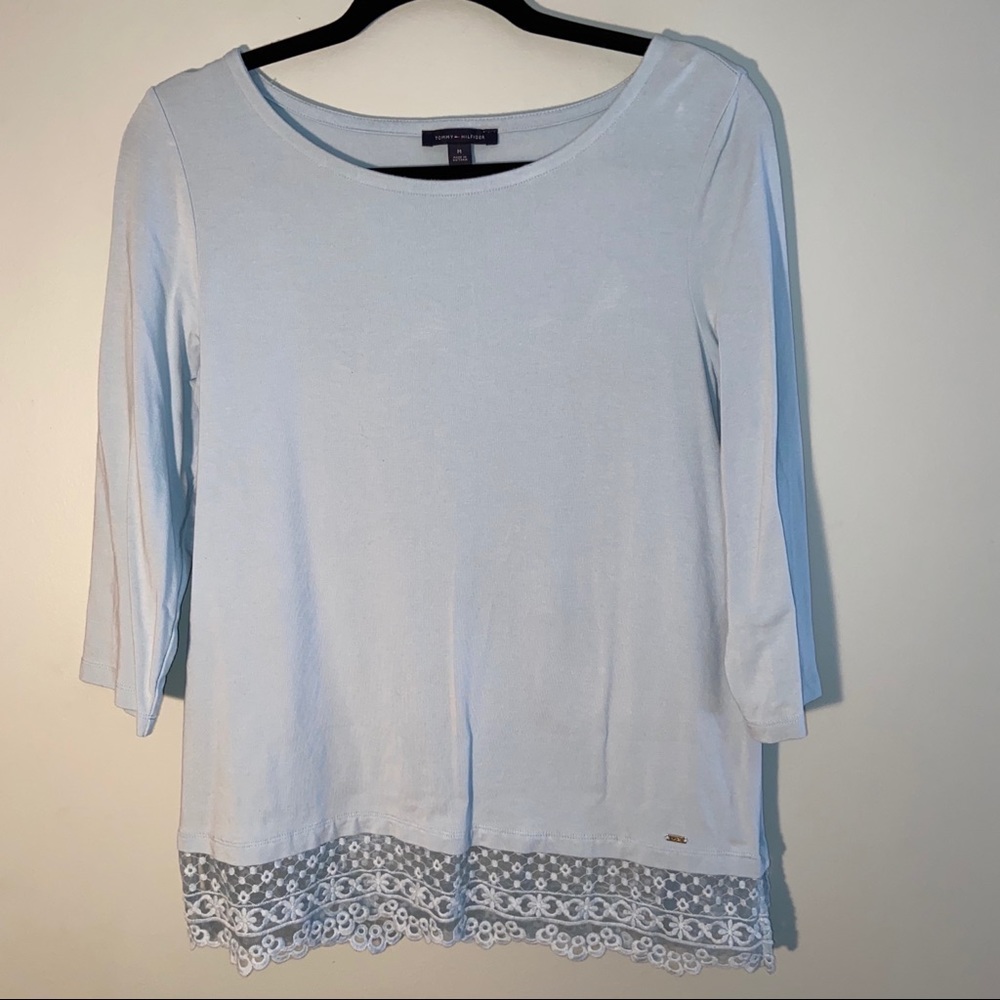 Tommy Hilfiger Ice Blue 3/4 Sleeve Tunic Size Med